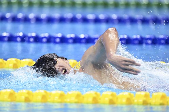 新晋泳池“男神”费立纬亚运夺冠游“飞”泳帽 这次他带了两层