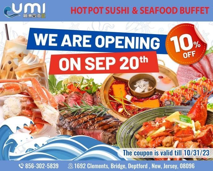 UMI高级火锅寿司与海鲜自助餐厅9月20日盛大开业
