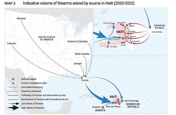 海地武器来源。图片来源：联合国